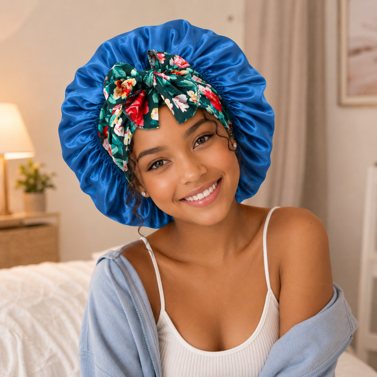 Bonnet de nuit en satin - FloraSatin™ - Beauté Jouvence