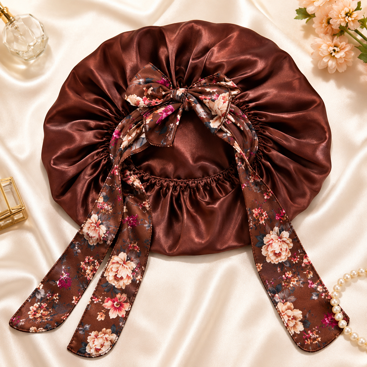 Bonnet de nuit en satin - FloraSatin™ - Beauté Jouvence