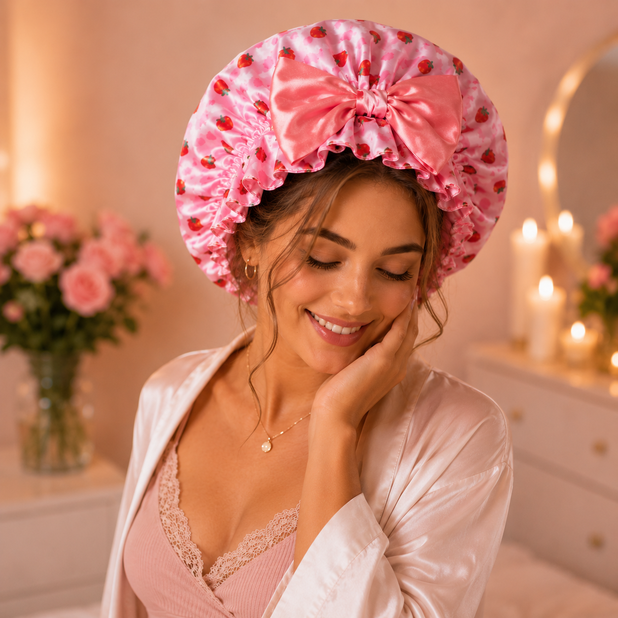 Bonnet en satin - Fraise de Soie™ - Beauté Jouvence