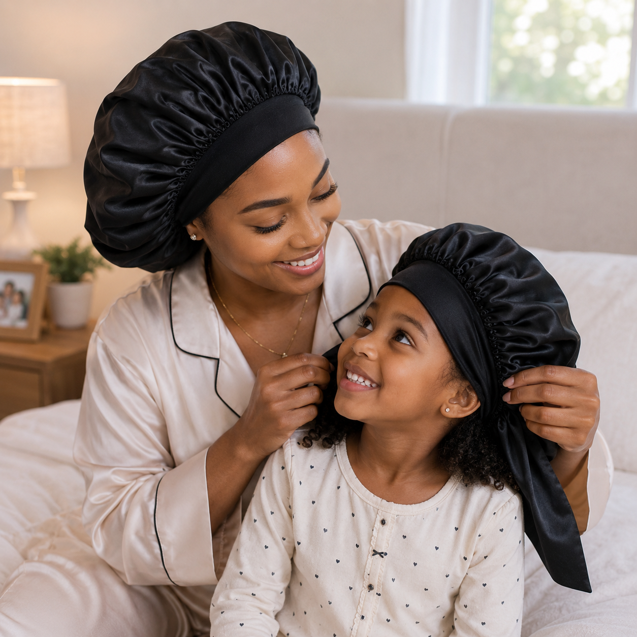 Bonnet satin cheveux bouclés - DreamBonnet™ - Beauté Jouvence