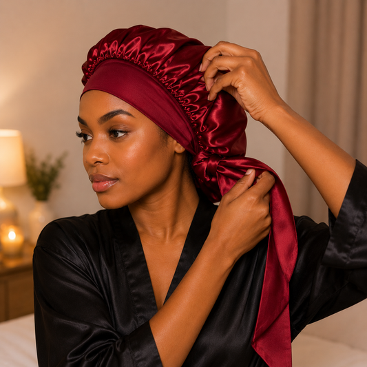 Bonnet satin cheveux bouclés - DreamBonnet™ - Beauté Jouvence