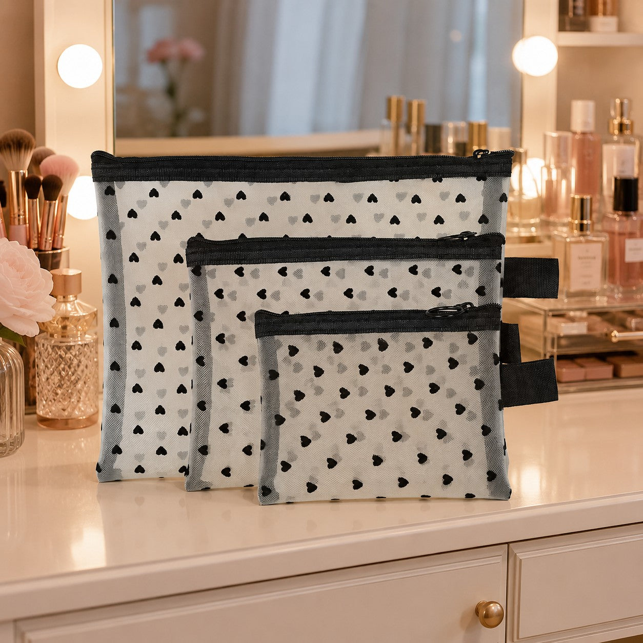 Trousse de maquillage pour femme - HeartTrio™ - Beauté Jouvence