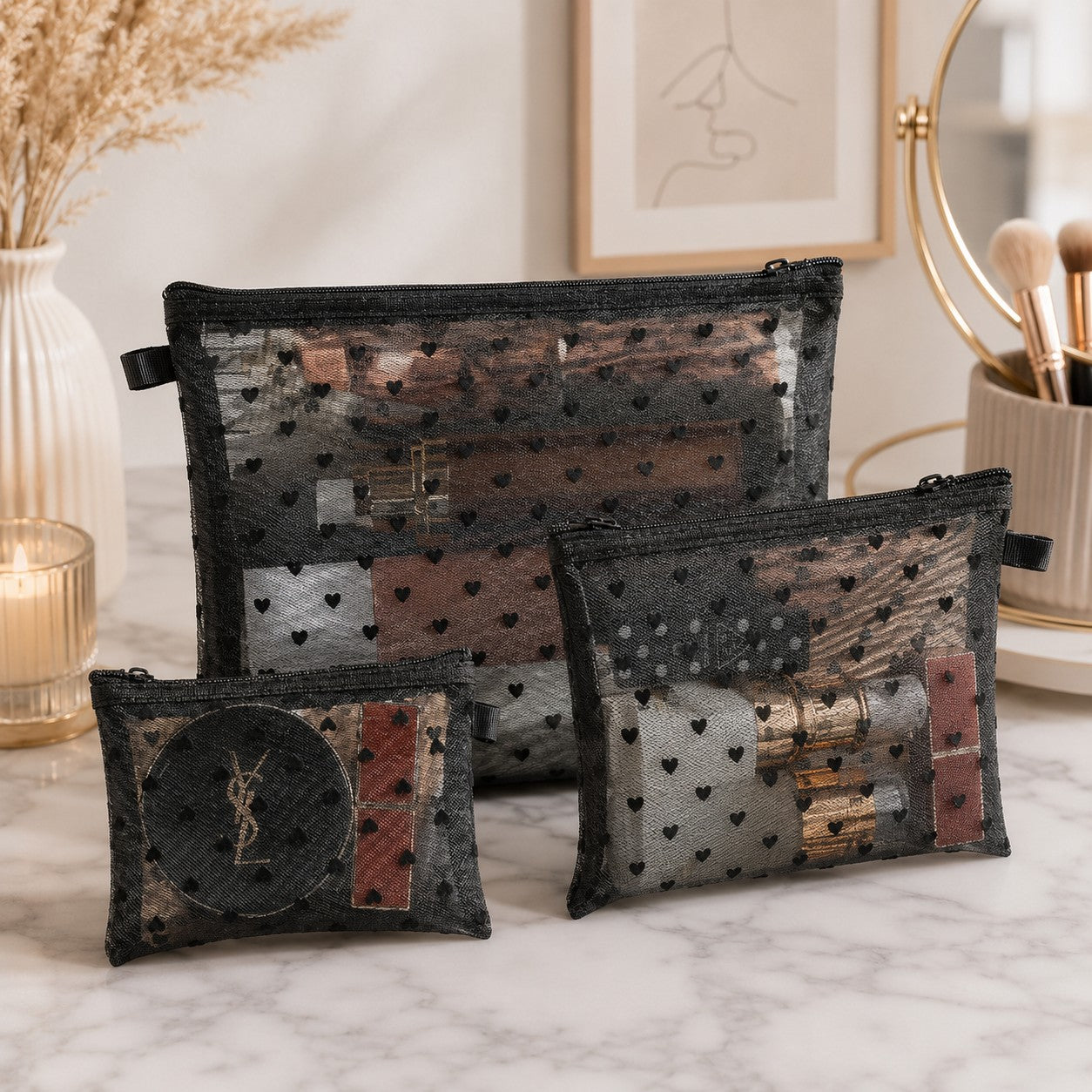 Trousse de maquillage pour femme - HeartTrio™ - Beauté Jouvence